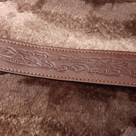 Chambers Belt Co. Top Grain Steer Hide Leather Belt 38 Tooled Floral Belt Boho - Picture 3 of 13